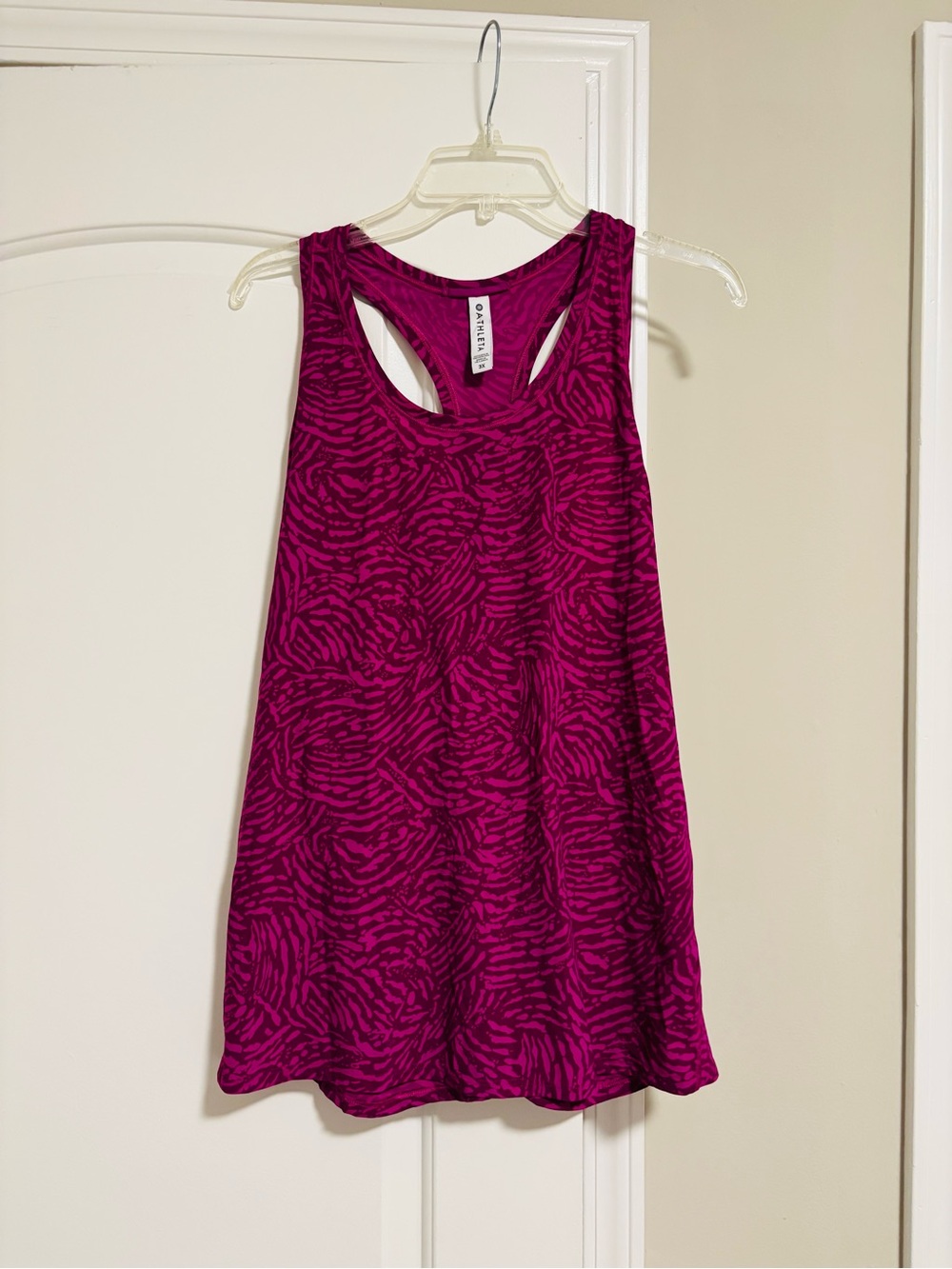 ATHLETA, Pink. Magenta Zebra-Print Racerback Tank Top, Size 3X